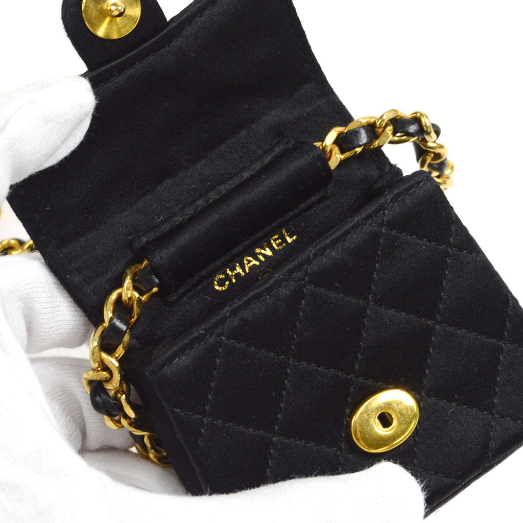 CHANEL Classic Flap Micro Black Satin 55238