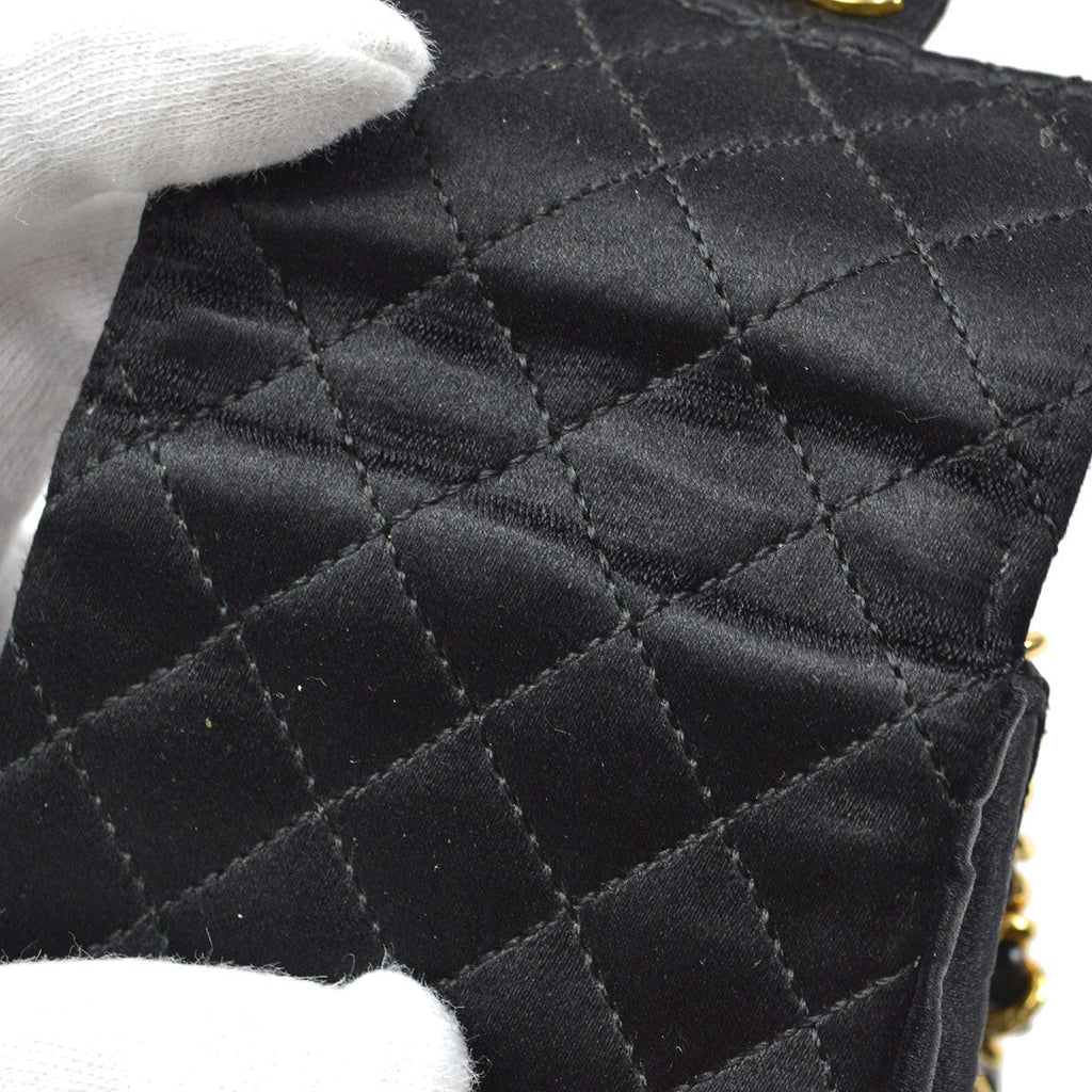 CHANEL Classic Flap Micro Black Satin 55238