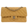 CHANEL 2000-2001 Classic Double Flap Medium SHW Beige Caviar 46370