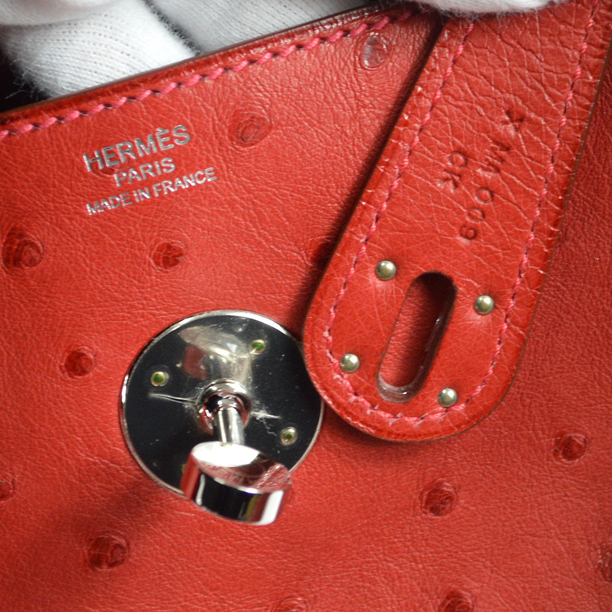 HERMES * 2016 LINDY 30 Rouge Vif Ostrich