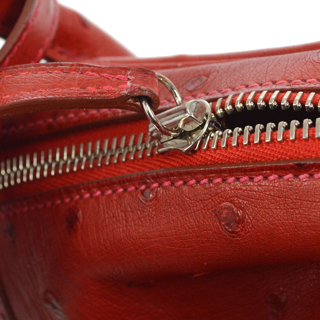 HERMES * 2016 LINDY 30 Rouge Vif Ostrich