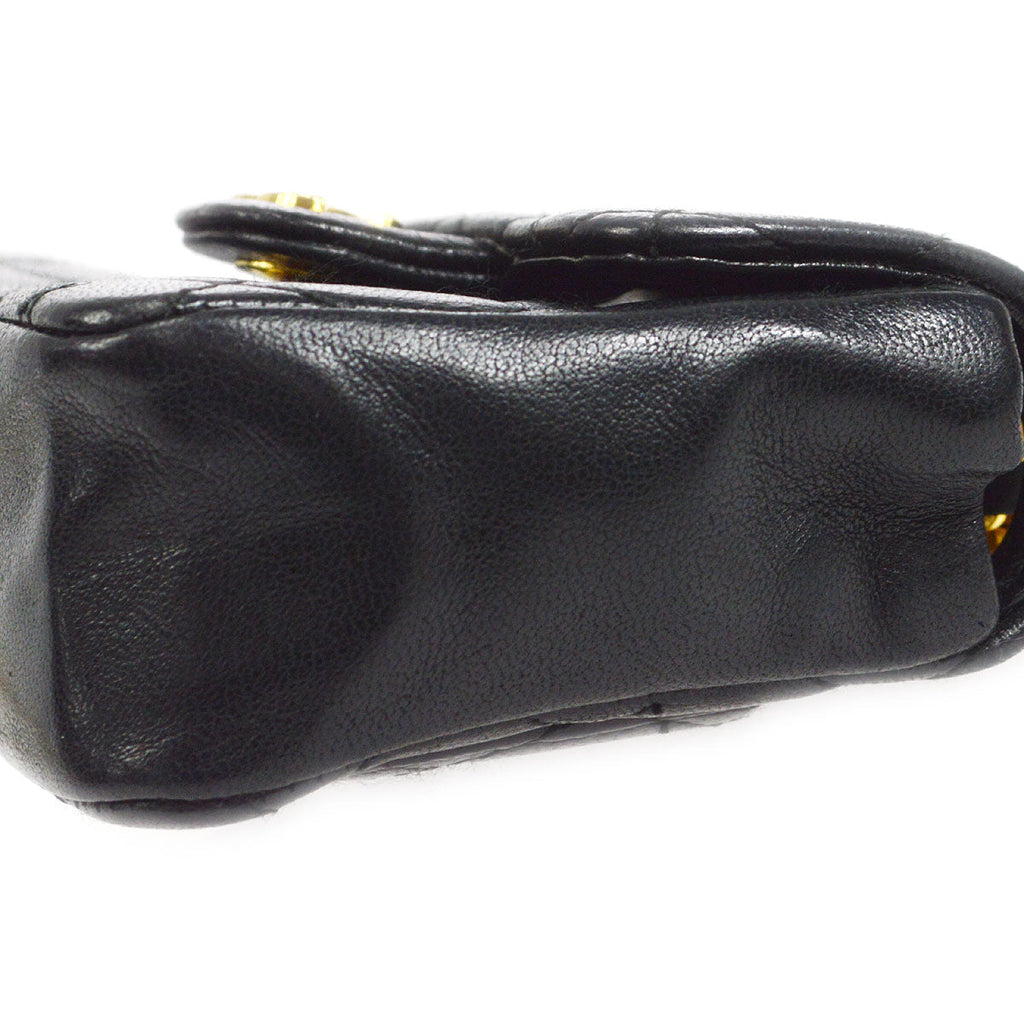 CHANEL Classic Flap Micro Bum Belt Bag Gold Chain Black Lambskin 25543
