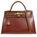 HERMES 2002 KELLY 32 SELLIER Tri-color Box Calf