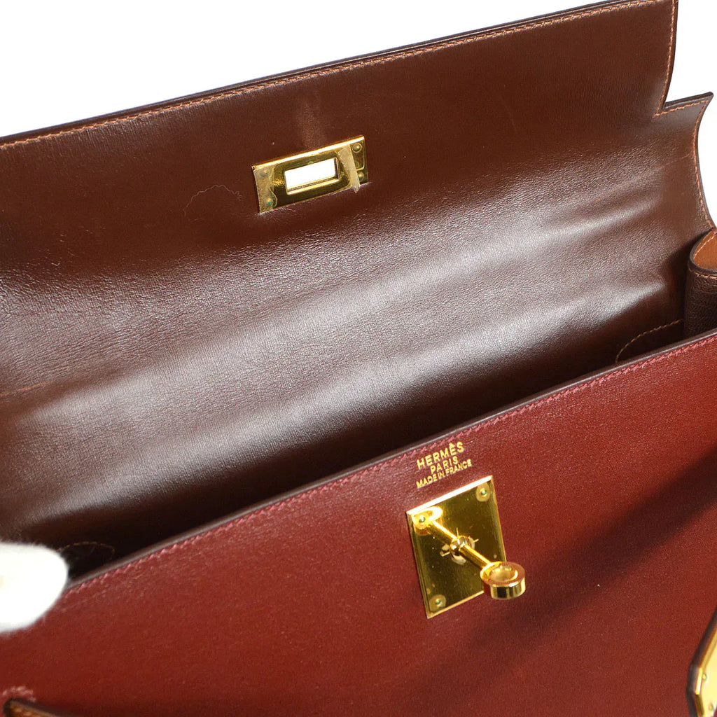 HERMES 2002 KELLY 32 SELLIER Tri-color Box Calf