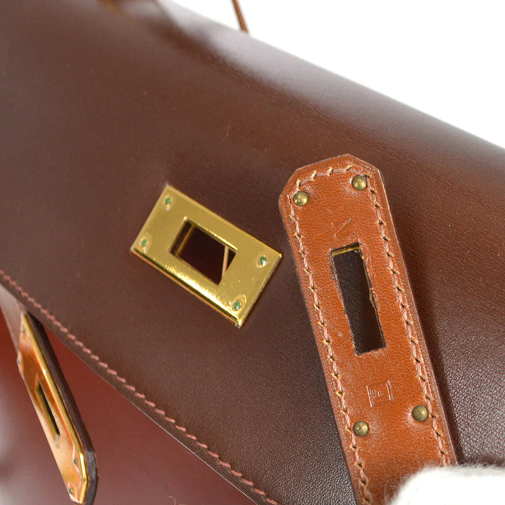 HERMES 2002 KELLY 32 SELLIER Tri-color Box Calf