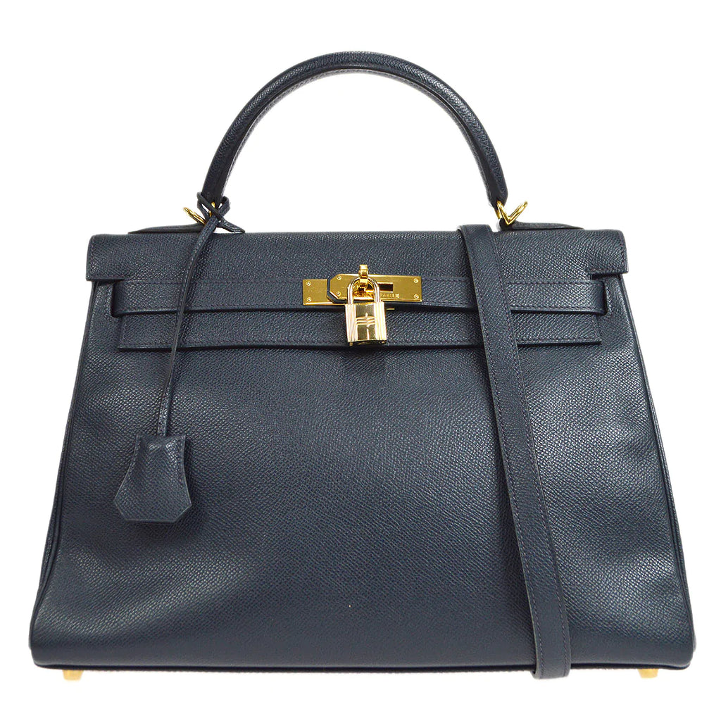 HERMES 2001 KELLY 32 RETOURNE Courchevel Blue Indigo