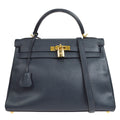 HERMES 2001 KELLY 32 RETOURNE Courchevel Blue Indigo