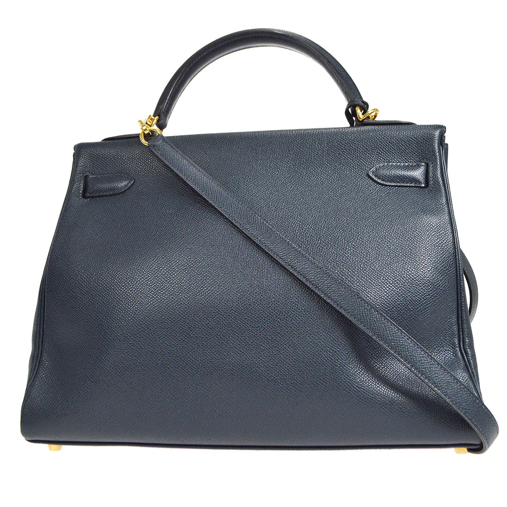 HERMES 2001 KELLY 32 RETOURNE Courchevel Blue Indigo