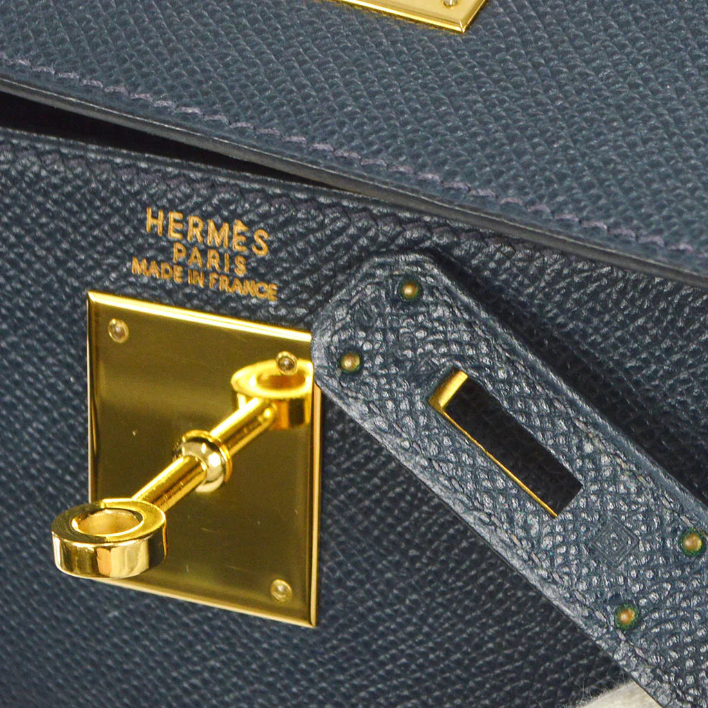 HERMES 2001 KELLY 32 RETOURNE Courchevel Blue Indigo