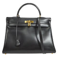 HERMES 1998 KELLY 35 RETOURNE Black Box Calf