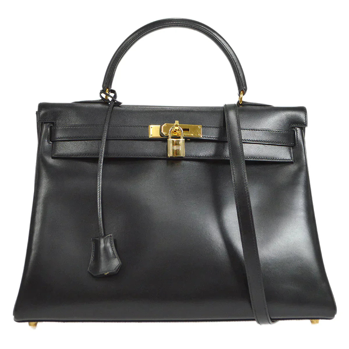 HERMES 1998 KELLY 35 RETOURNE Black Box Calf