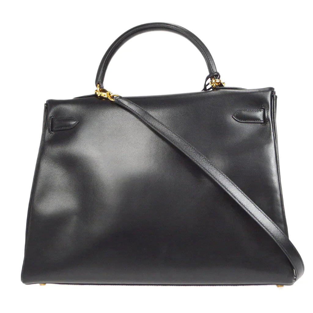 HERMES 1998 KELLY 35 RETOURNE Black Box Calf