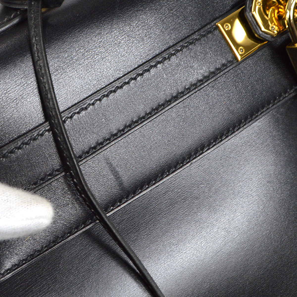 HERMES 1998 KELLY 35 RETOURNE Black Box Calf