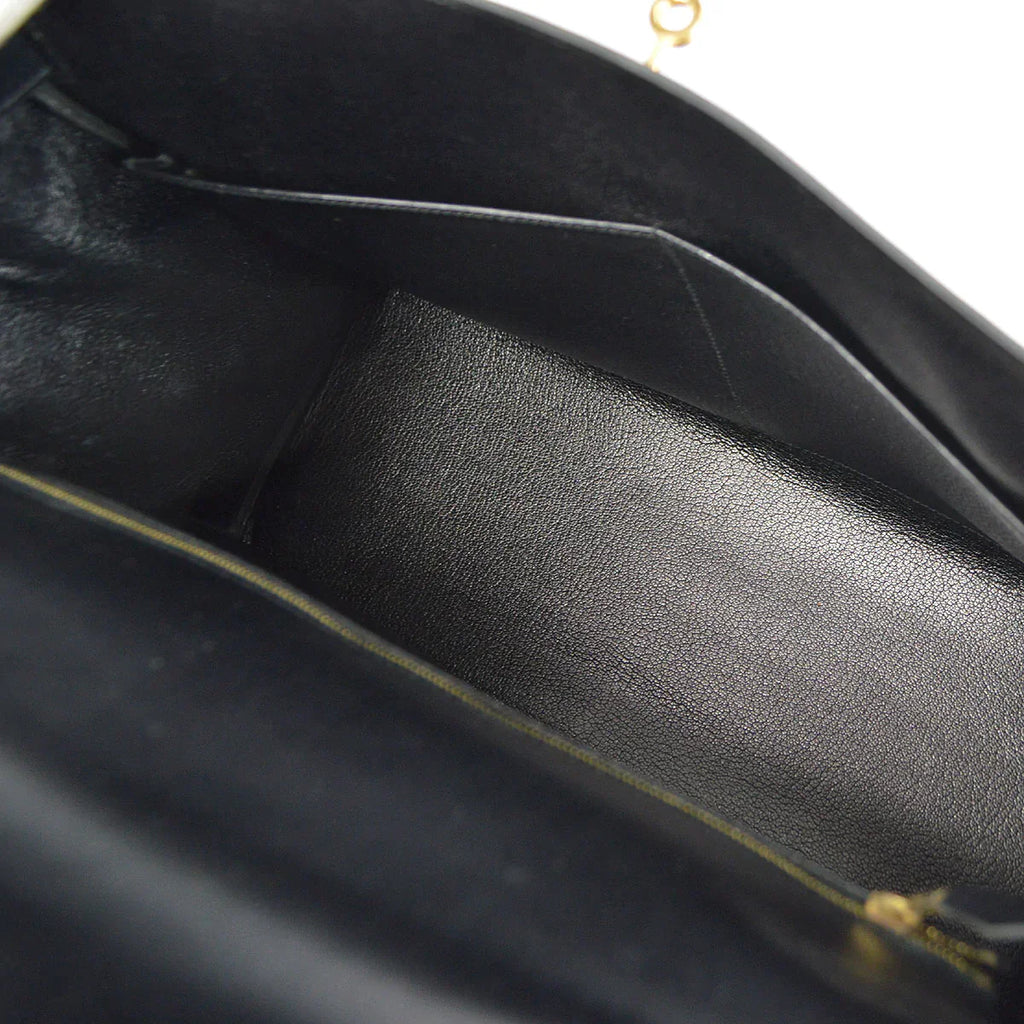 HERMES 1998 KELLY 35 RETOURNE Black Box Calf