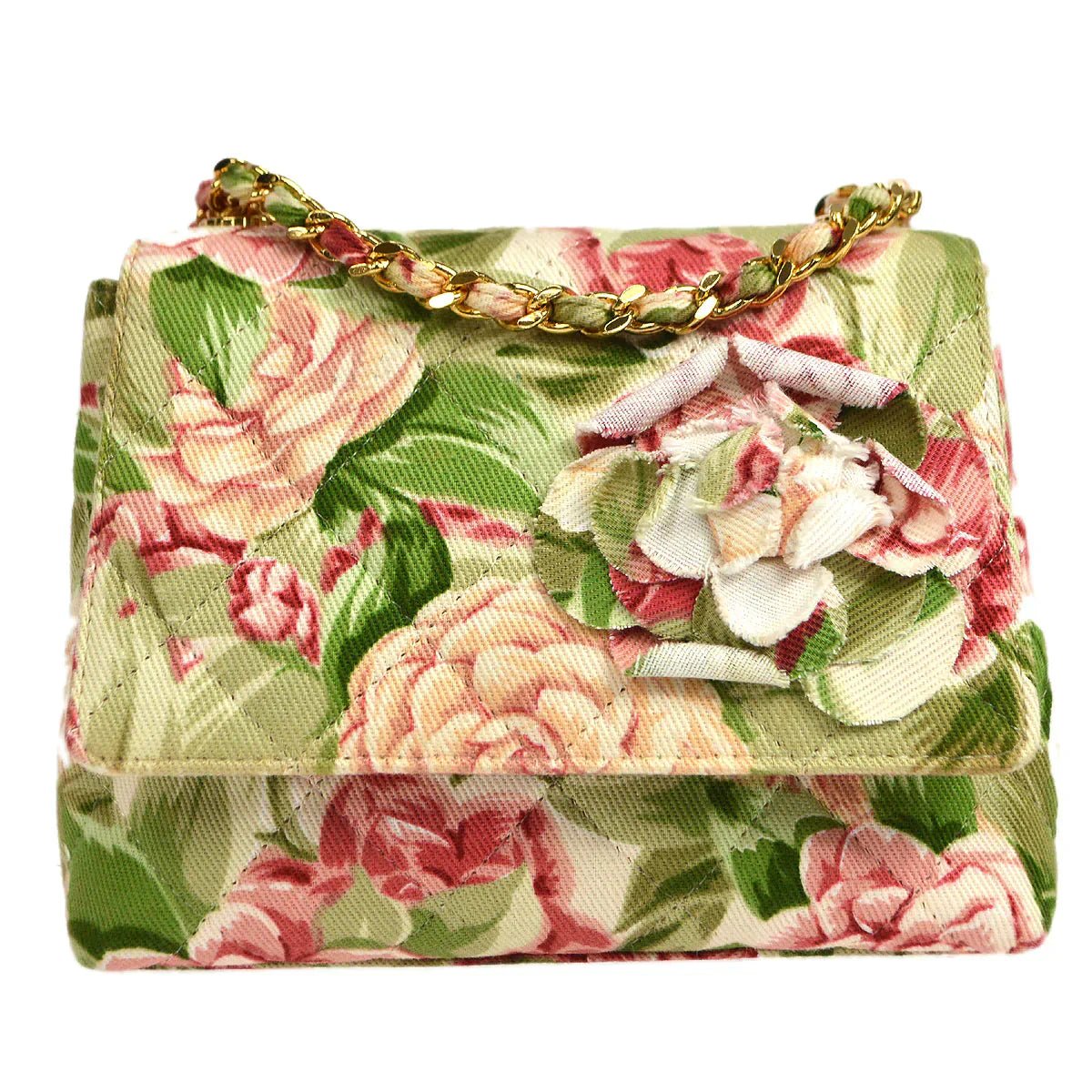 CHANEL 1997-1999 Camellia Flap Shoulder Bag 56466