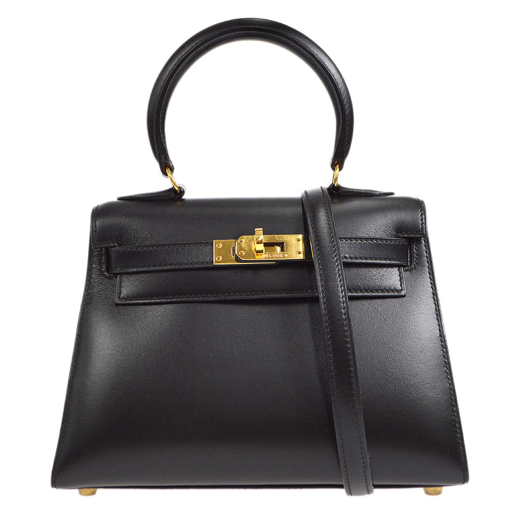 HERMES * 1995 Mini KELLY 20 Box Calf Black