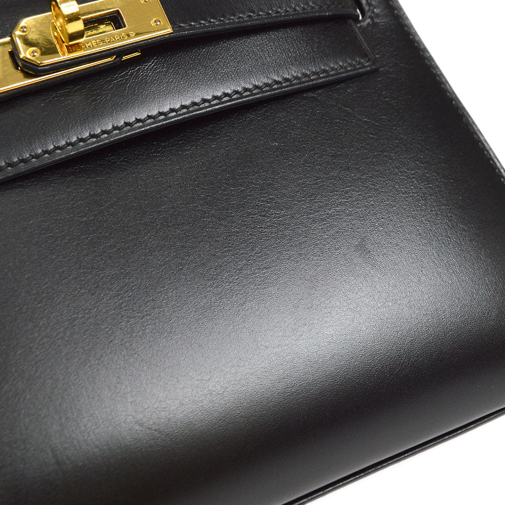 HERMES * 1995 Mini KELLY 20 Box Calf Black