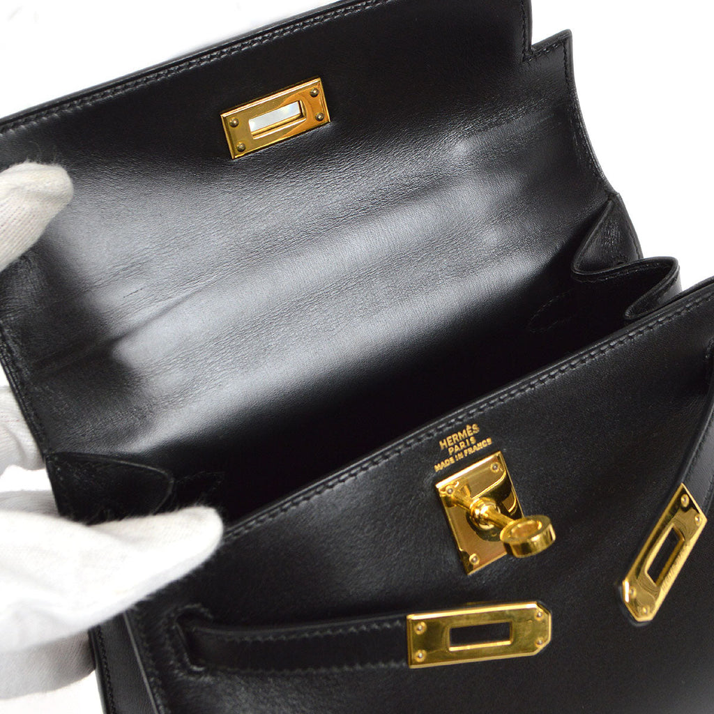 HERMES * 1995 Mini KELLY 20 Box Calf Black