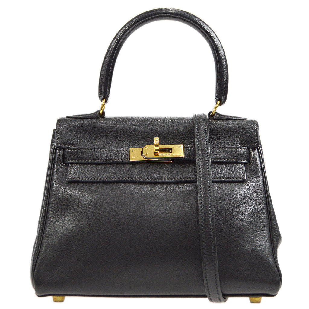 HERMES * 1990 MINI KELLY 20 Black Veau Gulliver