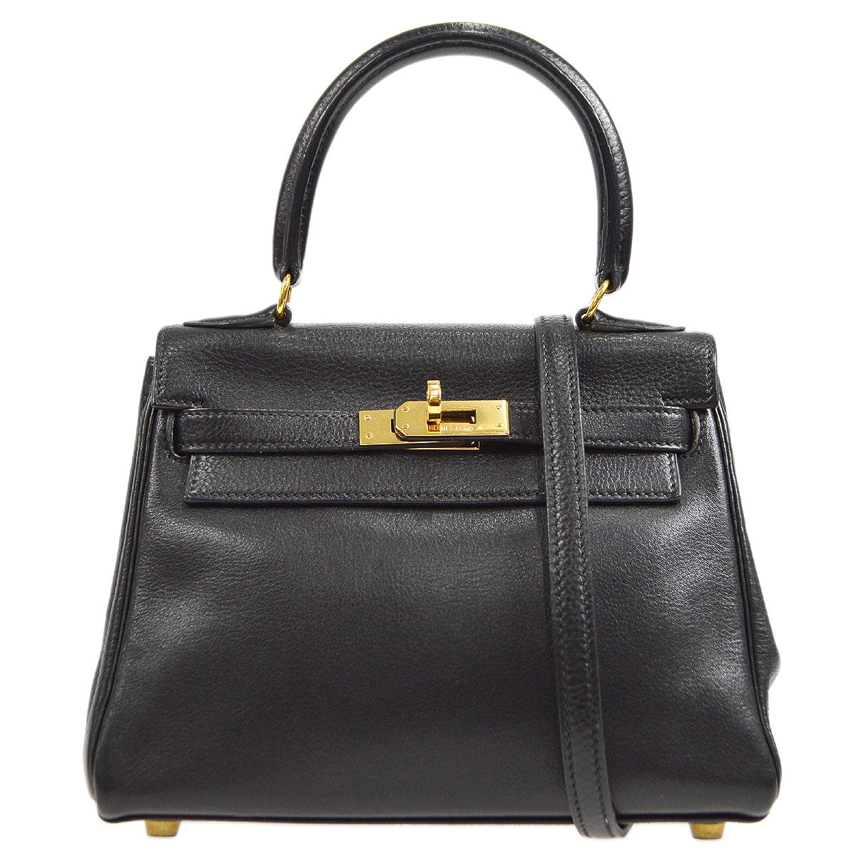 HERMES * 1990 MINI KELLY 20 Black Veau Gulliver