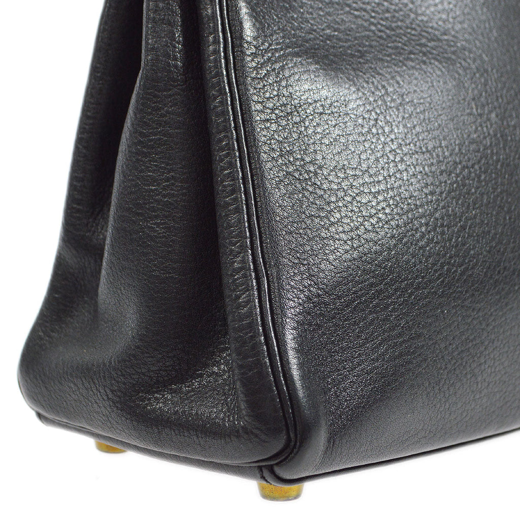 HERMES * 1990 MINI KELLY 20 Black Veau Gulliver
