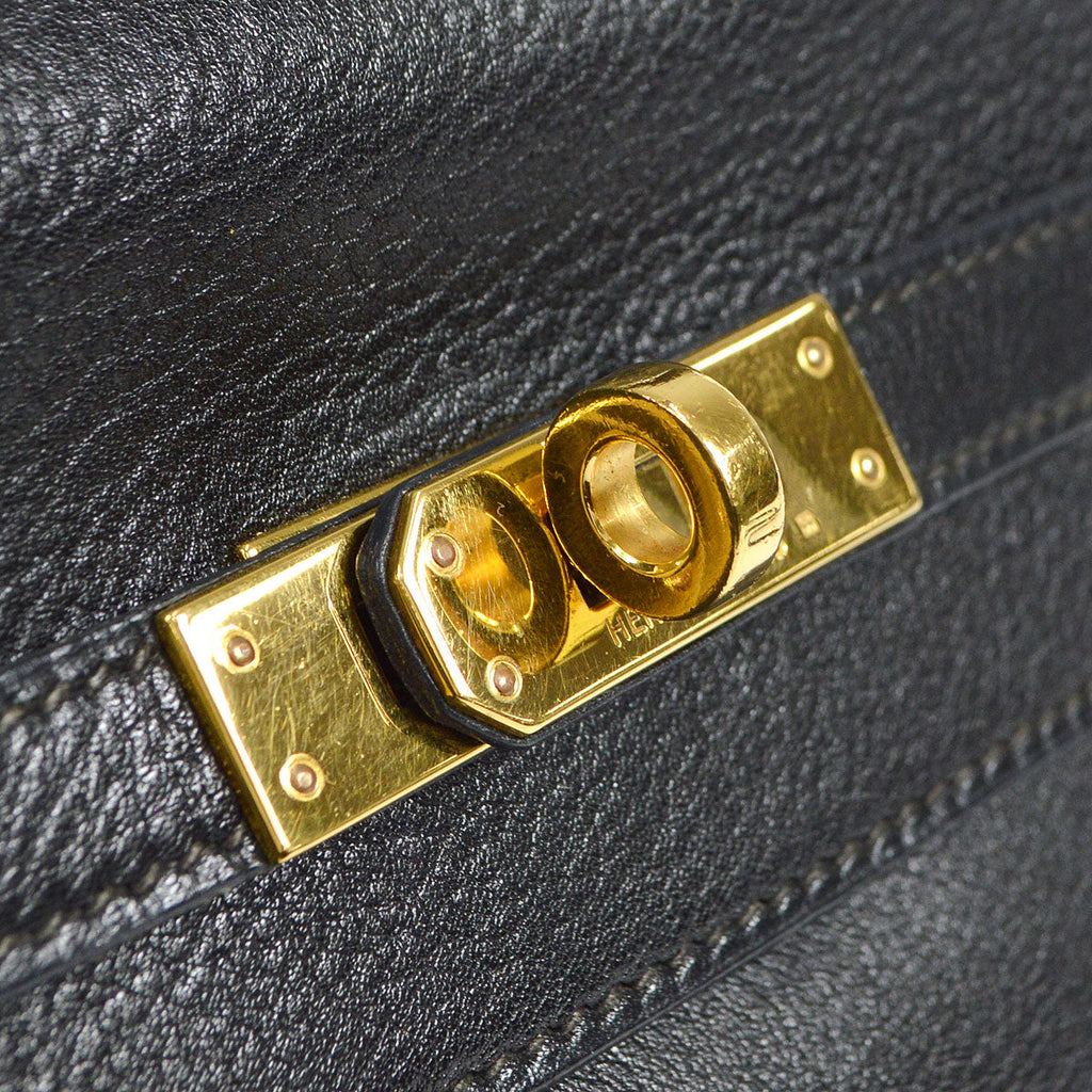 HERMES * 1990 MINI KELLY 20 Black Veau Gulliver