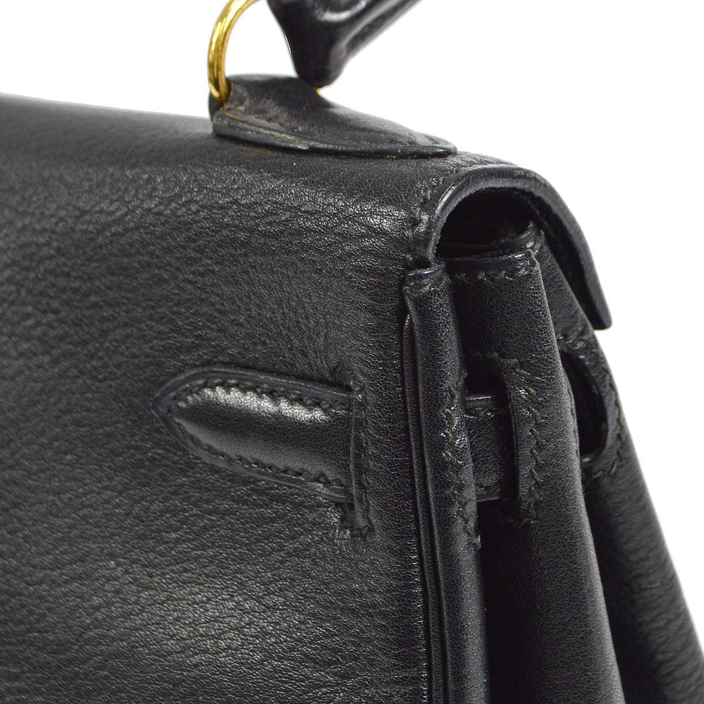 HERMES * 1990 MINI KELLY 20 Black Veau Gulliver