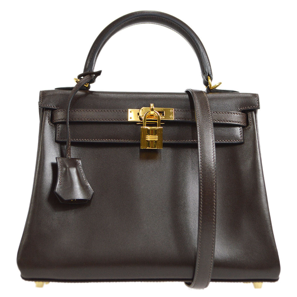 HERMES * 2011 KELLY 25 Box Calf Chocolat