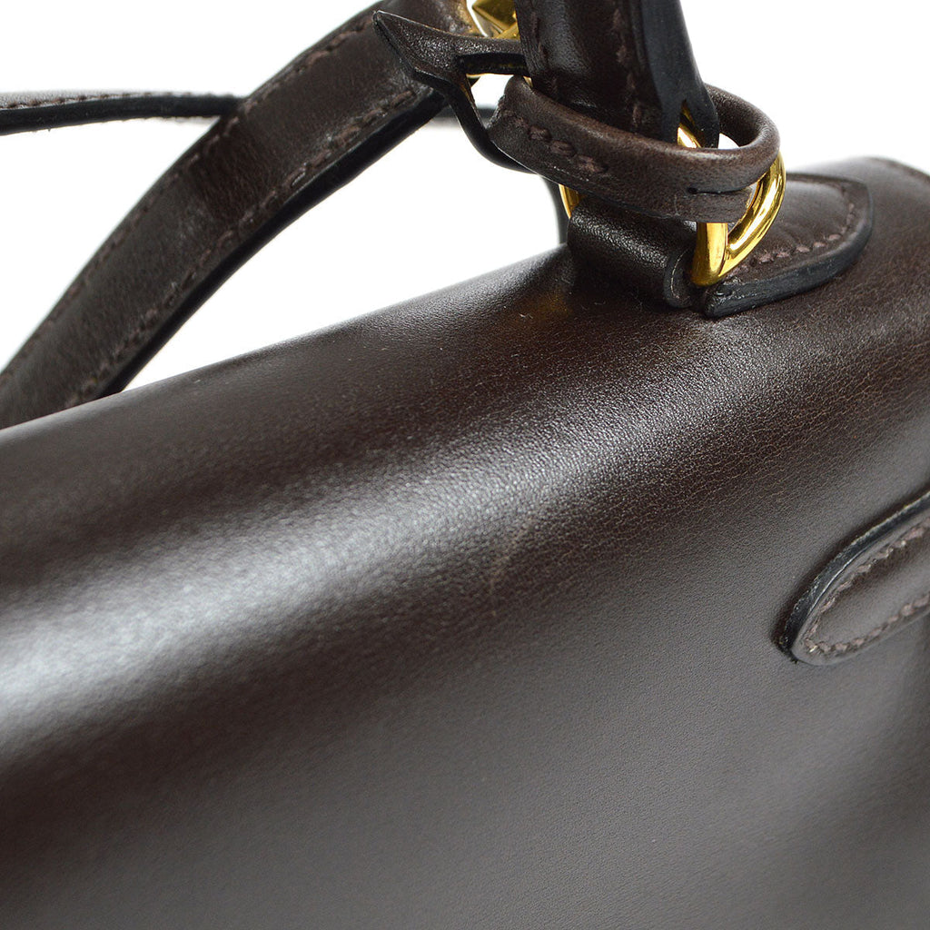 HERMES * 2011 KELLY 25 Box Calf Chocolat