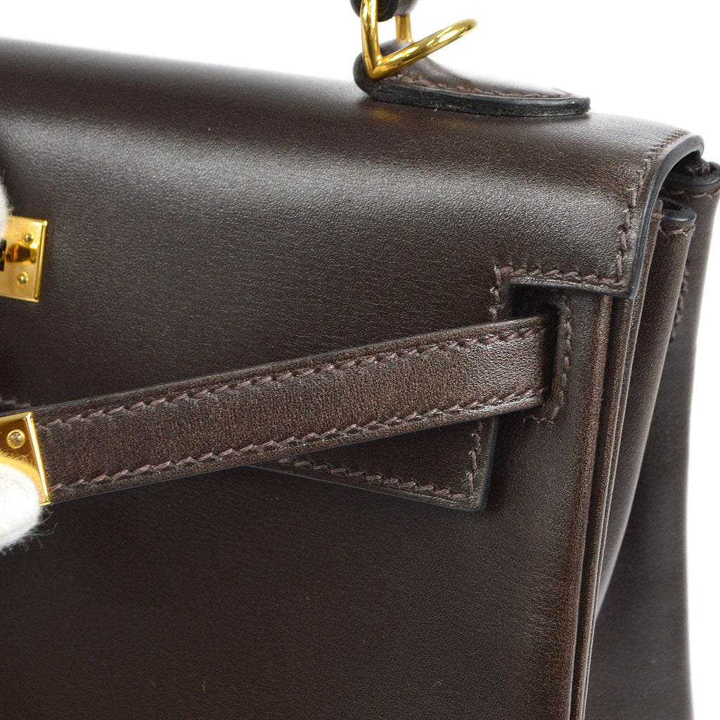 HERMES * 2011 KELLY 25 Box Calf Chocolat