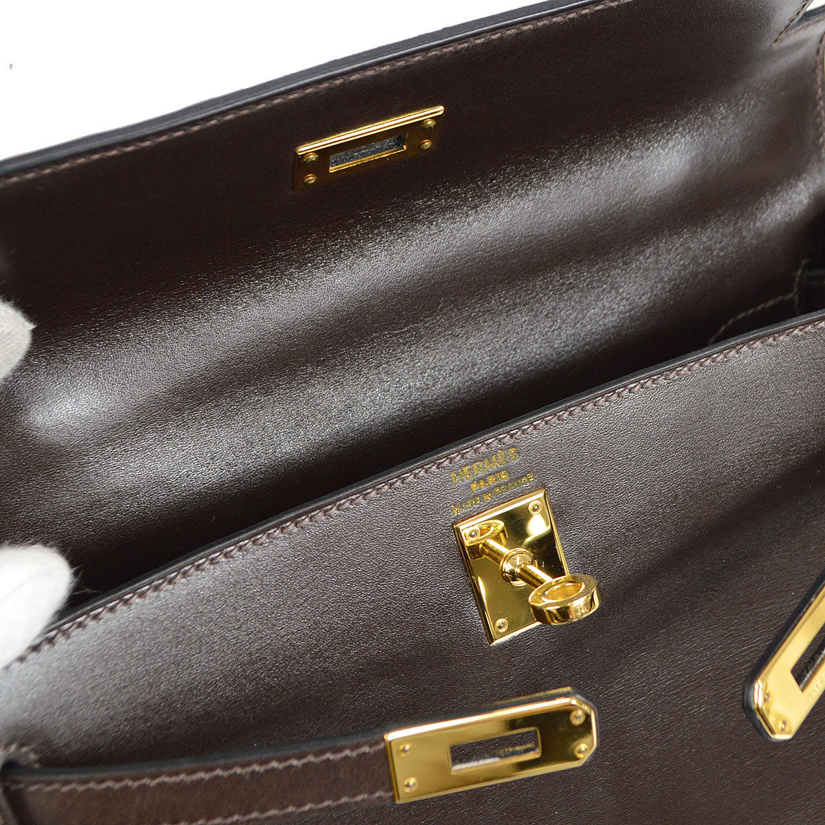 HERMES * 2011 KELLY 25 Box Calf Chocolat