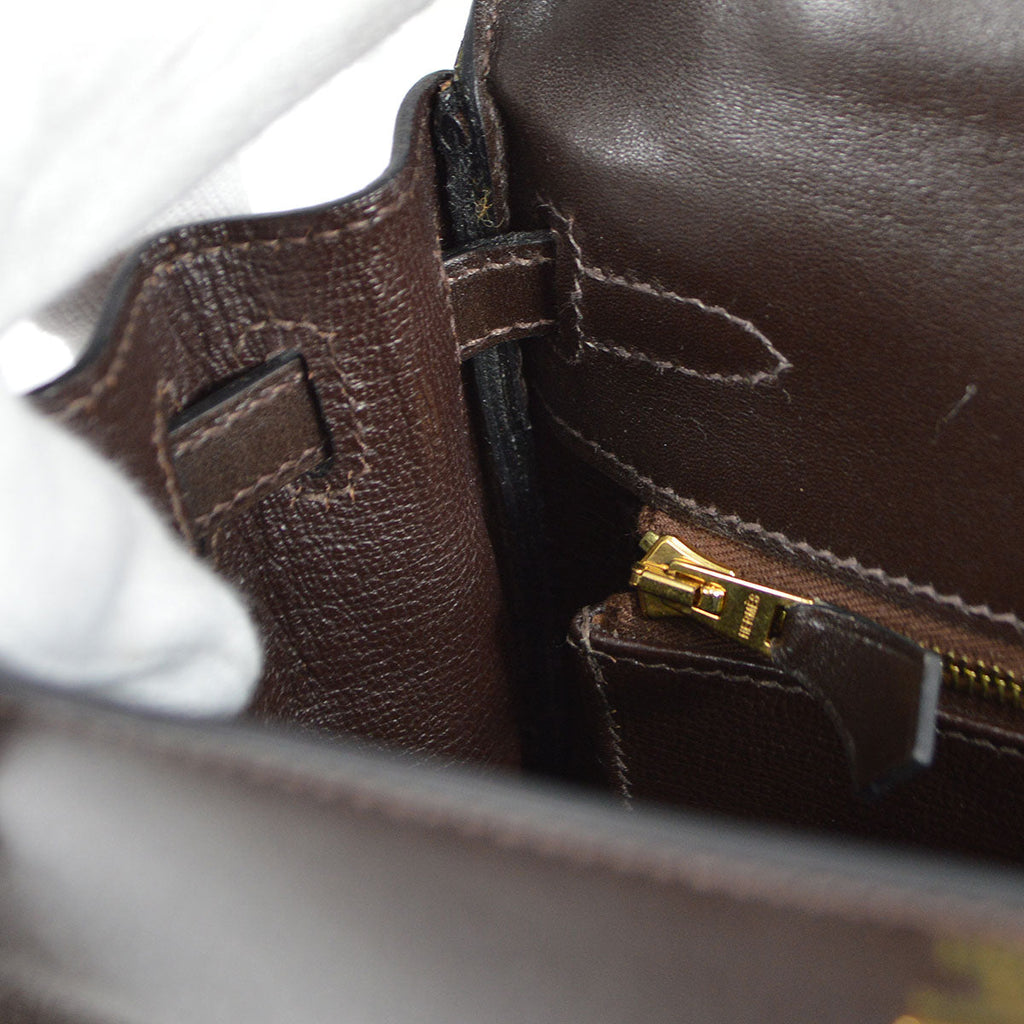 HERMES * 2011 KELLY 25 Box Calf Chocolat