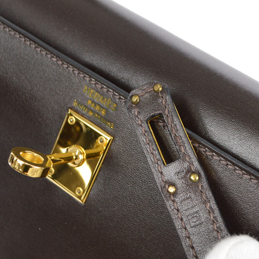 HERMES * 2011 KELLY 25 Box Calf Chocolat