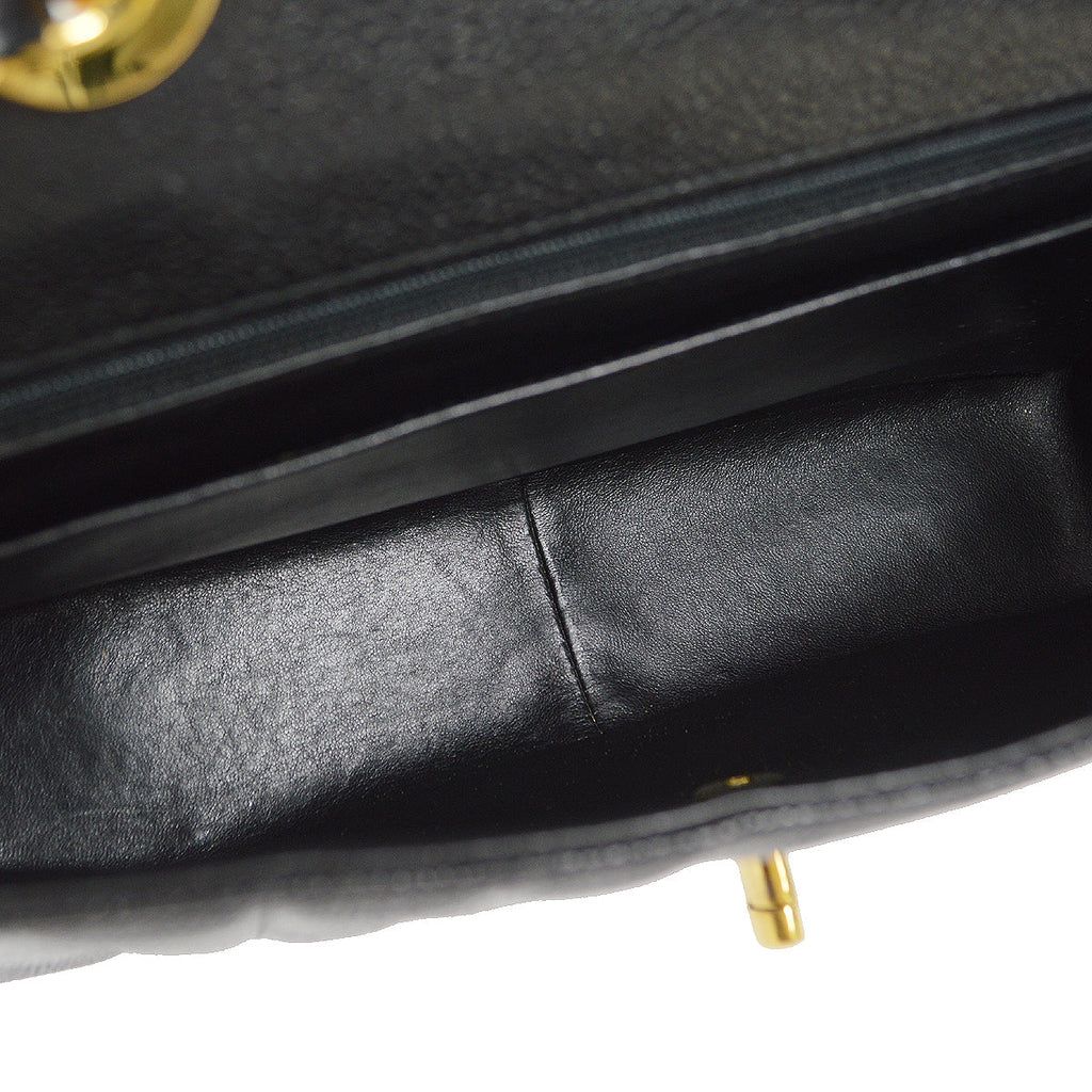 CHANEL★ 1991-1994 Vertical Classic Flap Jumbo Black Caviar 17145