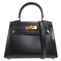 HERMES 1990 KELLY 20 Black Box Calf