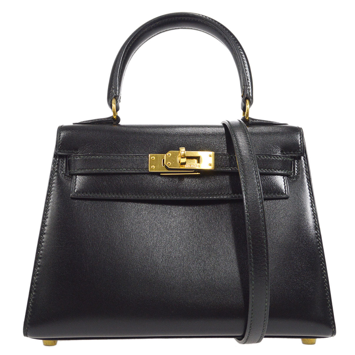 HERMES 1990 KELLY 20 Black Box Calf