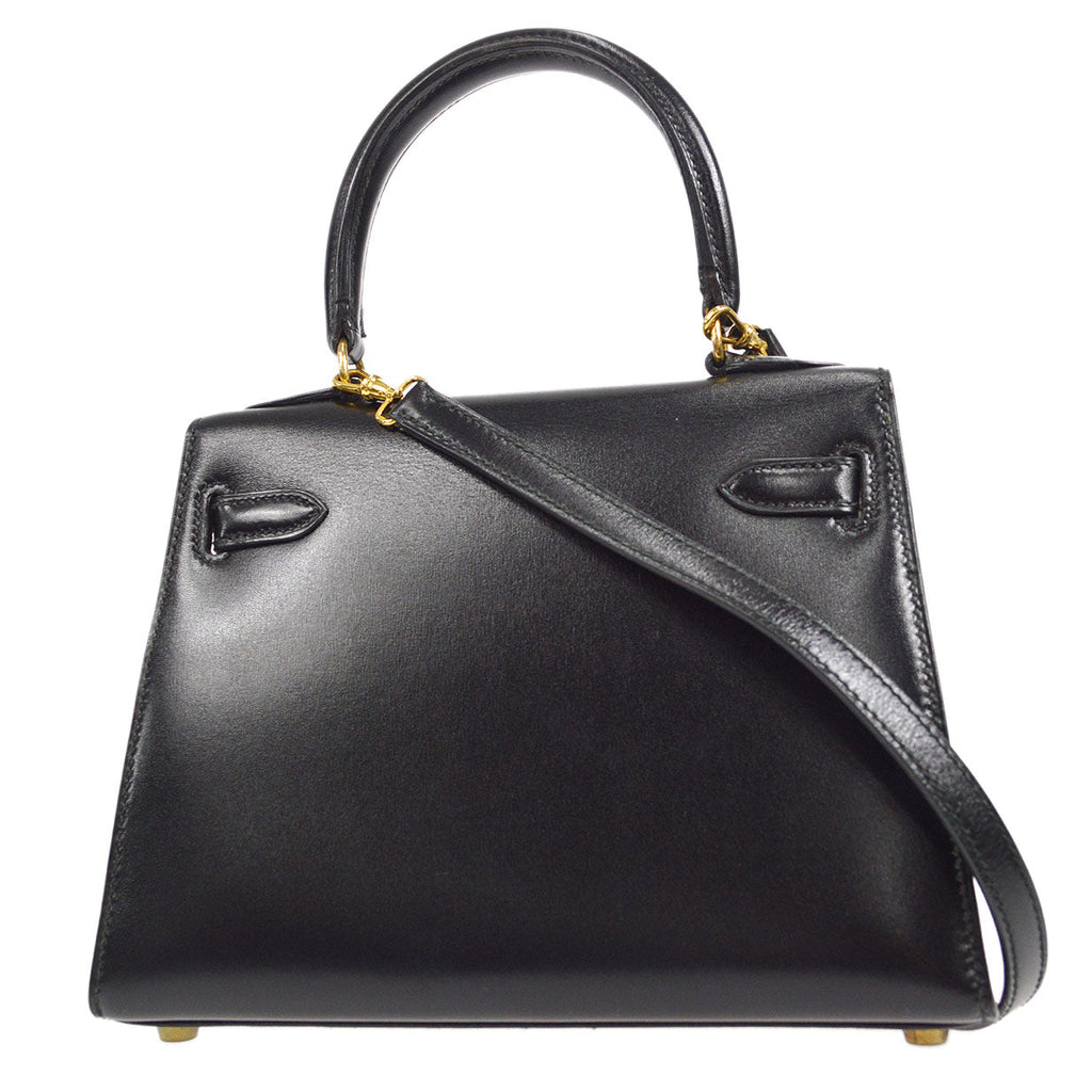 HERMES 1990 KELLY 20 Black Box Calf