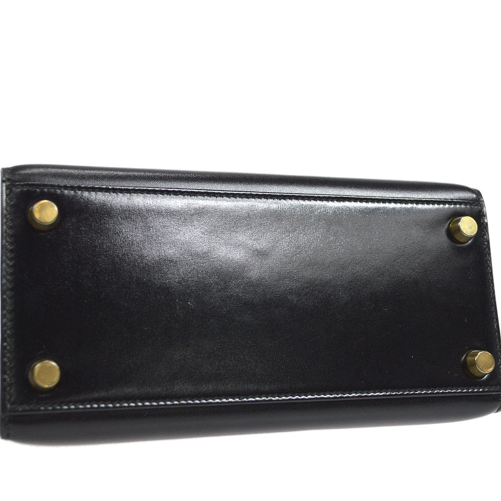HERMES 1990 KELLY 20 Black Box Calf