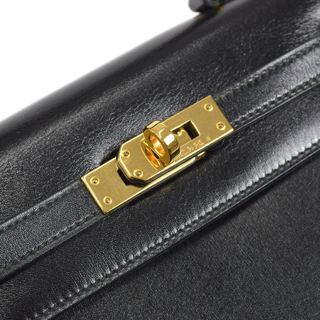 HERMES 1990 KELLY 20 Black Box Calf