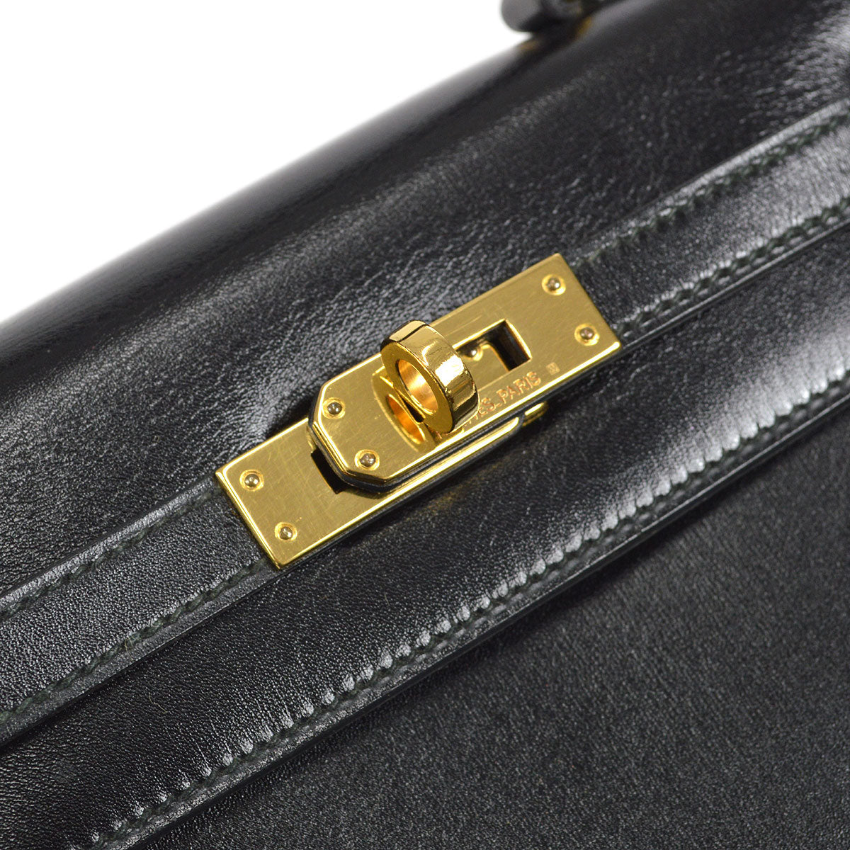 HERMES 1990 KELLY 20 Black Box Calf
