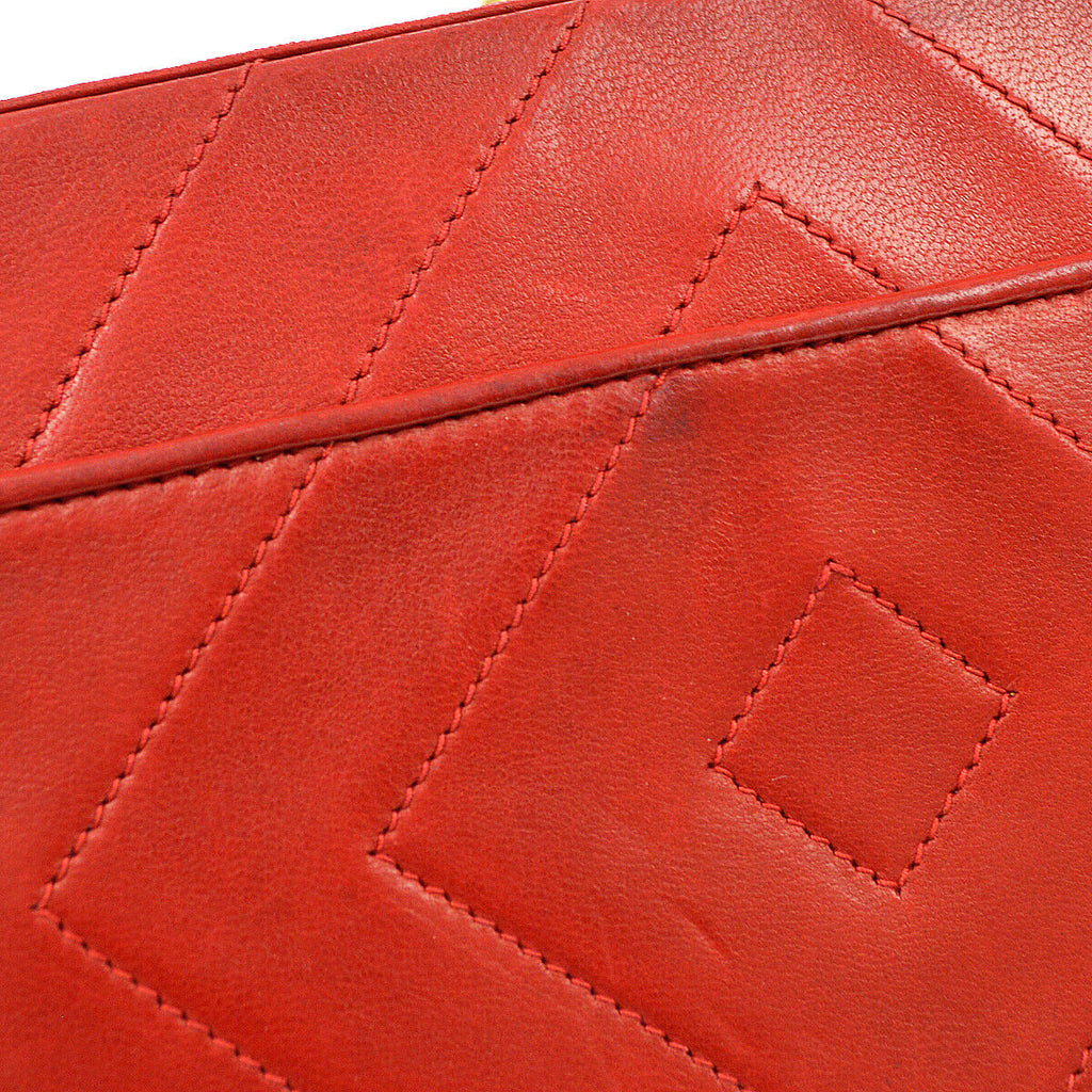 CHANEL 1996-1997 Diamond Box Vanity Shoulder Bag Red Lambskin