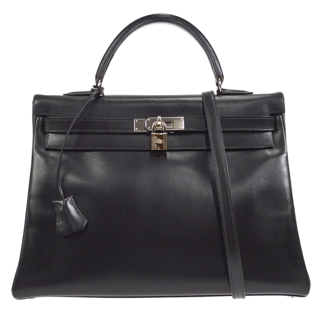 HERMES 1999 KELLY 35 RETOURNE Black Box Calf