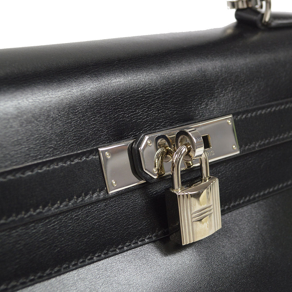 HERMES 1999 KELLY 35 RETOURNE Black Box Calf