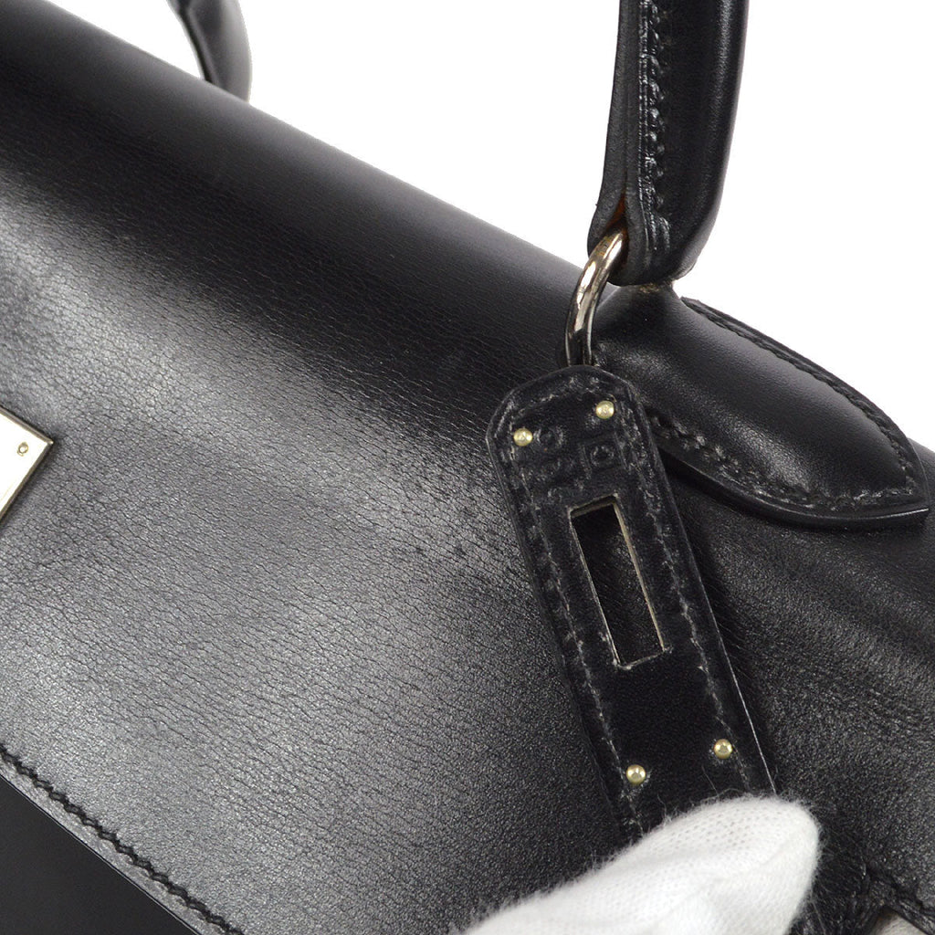 HERMES 1999 KELLY 35 RETOURNE Black Box Calf