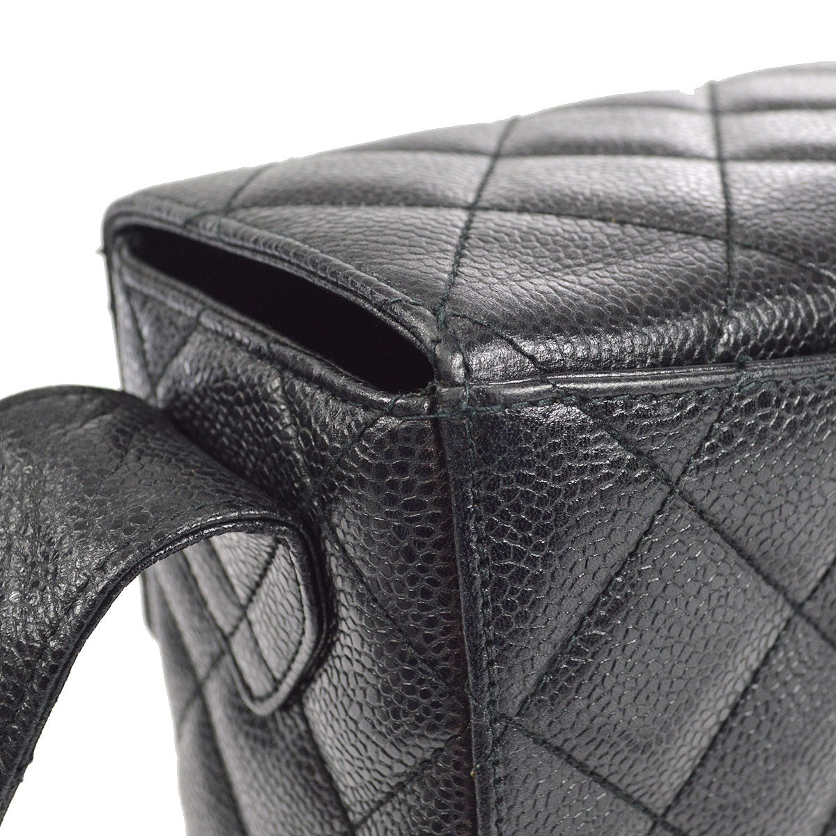 CHANEL 1996-1997 Flap Box Shoulder Bag Small Black Caviar