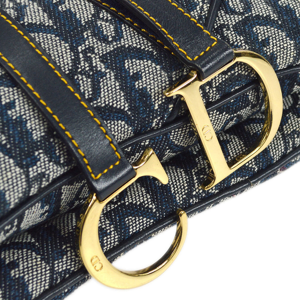 Christian Dior Trotter Double Saddle Bag Large Navy