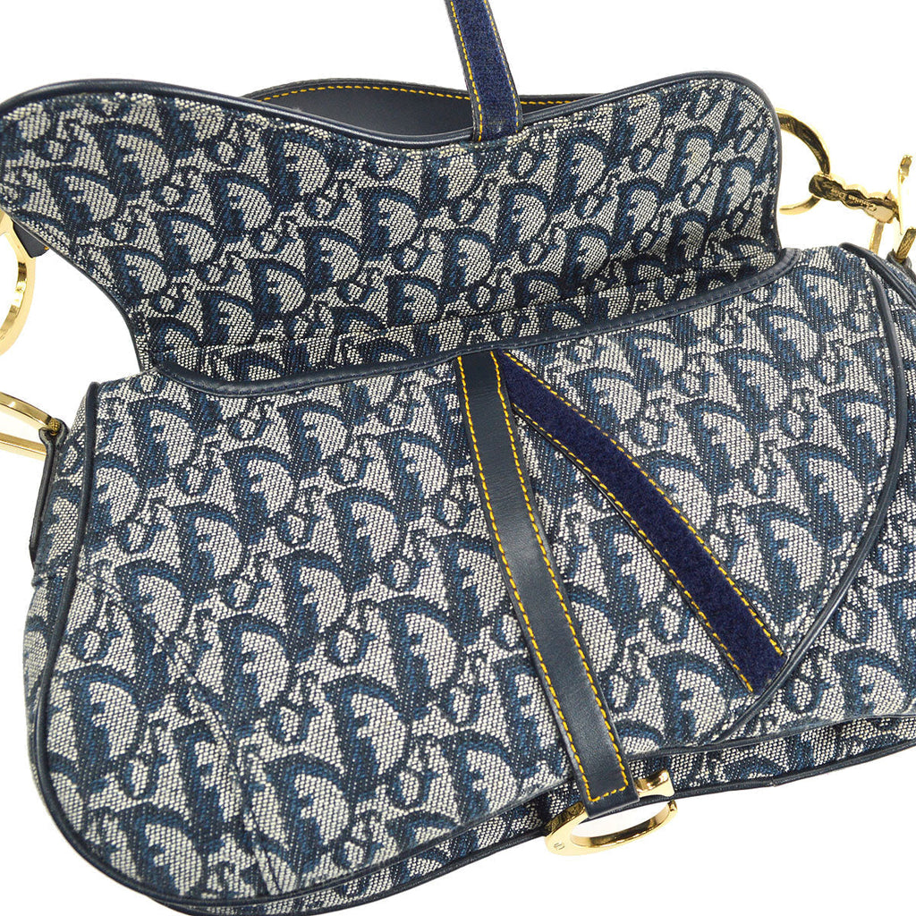 Christian Dior Trotter Double Saddle Bag Large Navy