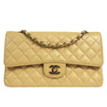 CHANEL 2001-2003 Classic Double Flap Medium Beige Caviar 27228