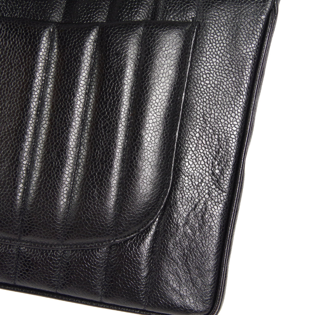 CHANEL★ 1991-1994 Vertical Classic Flap Jumbo Black Caviar 17219