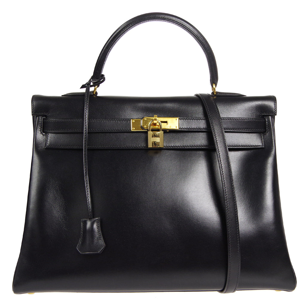 HERMES 1999 KELLY 35 RETOURNE Black Box Calf